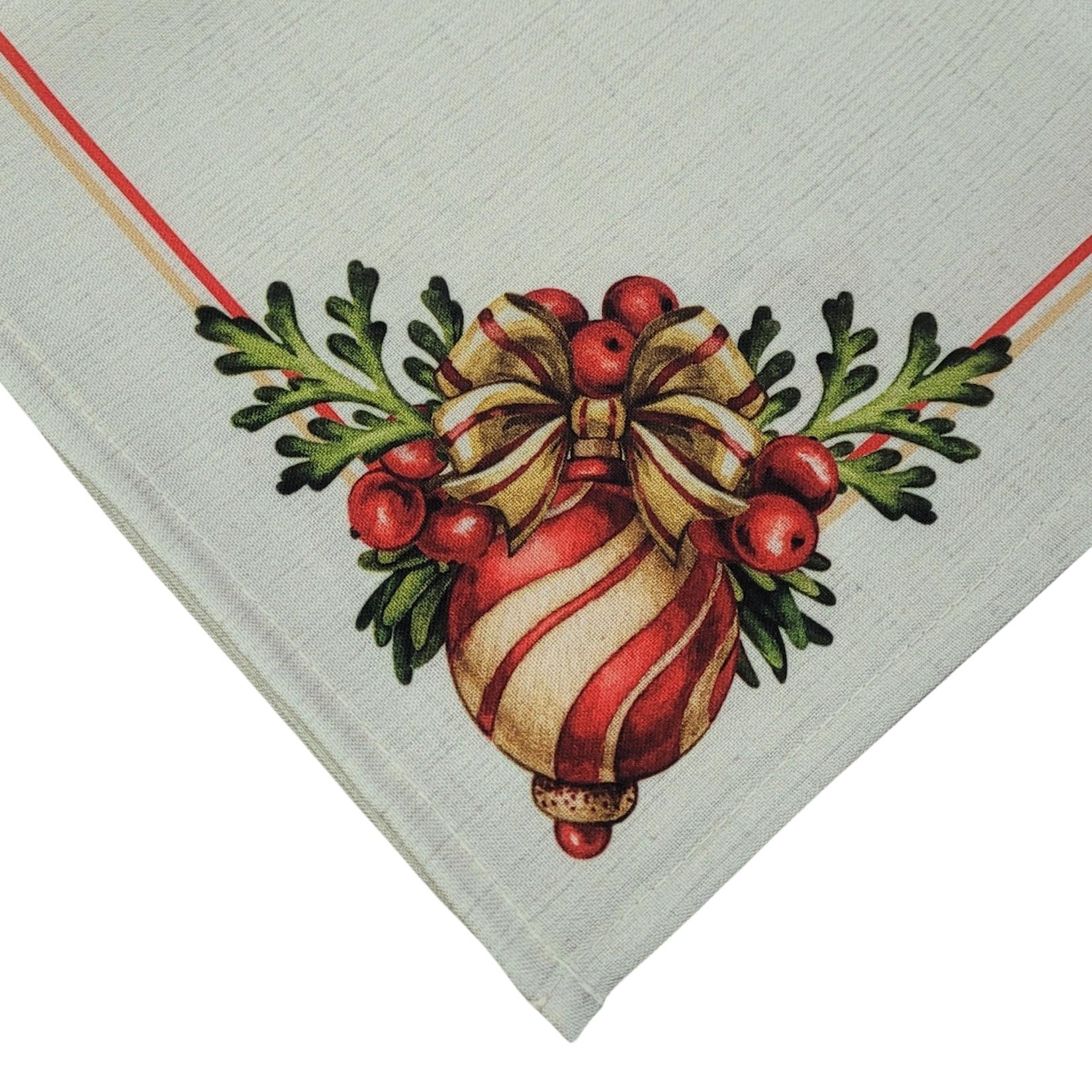 Charlo's Cloth Napkins Set of 4 Christmas Wreath 16" by 16" - Red